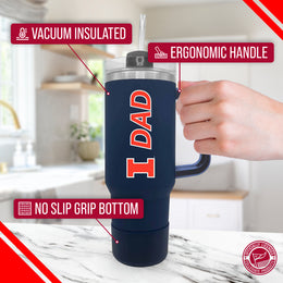Illinois Fighting Illini Collegiate 40oz Stainless Steel Travel Tumbler with Handle for Dad - Navy
