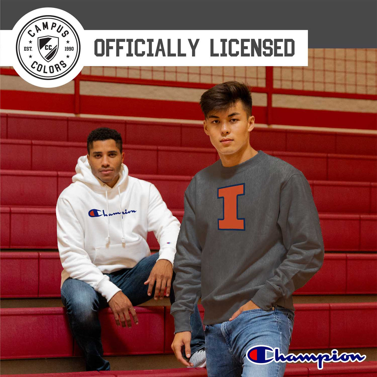 Illinois Fighting Illini Adult Mascot Fleece Crewneck - Charcoal