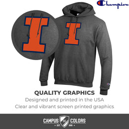 Illinois Fighting Illini Adult Mascot Fleece Hooded Sweatshirt - Charcoal