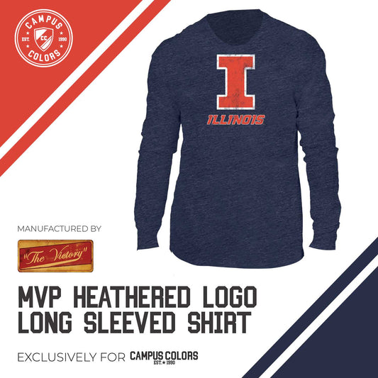 Illinois Fighting Illini  Logo Long Sleeve Shirt Men Women NCAA Licensed - Navy