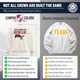 Illinois Fighting Illini NCAA Adult Unisex Varsity Club Pennant Crewneck Fleece Sweatshirt - Off White