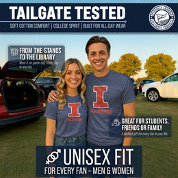 Illinois Fighting Illini Adult MVP Heathered Cotton Blend T-Shirt - Navy
