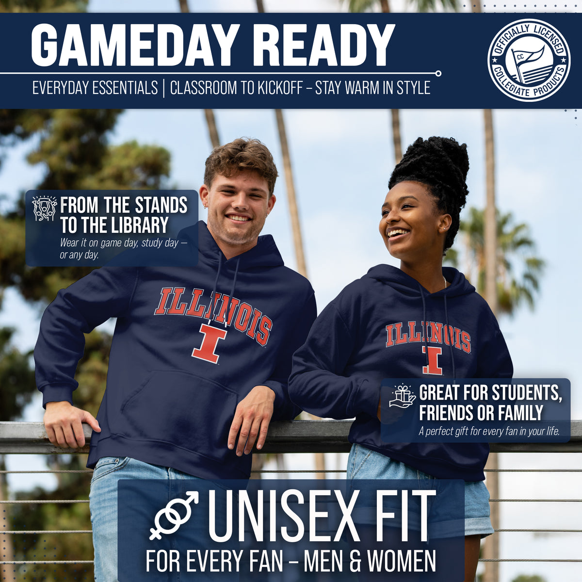 ILL Arch & Logo Gameday Hoodie - Navy