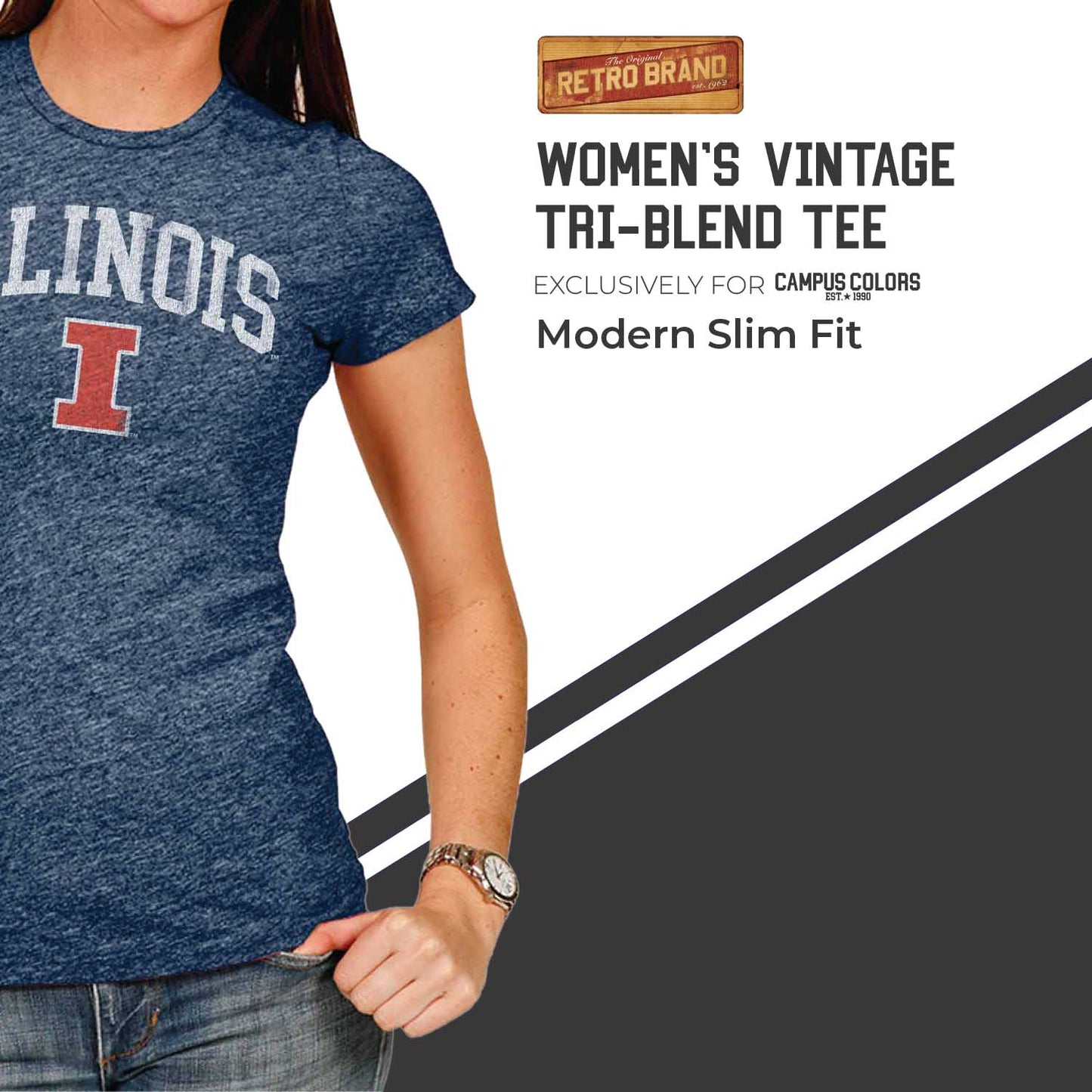 Illinois Fighting Illini University Women's T-Shirt  - Navy