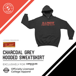Illinois Fighting Illini NCAA Adult Cotton Blend Charcoal Hooded Sweatshirt - Charcoal
