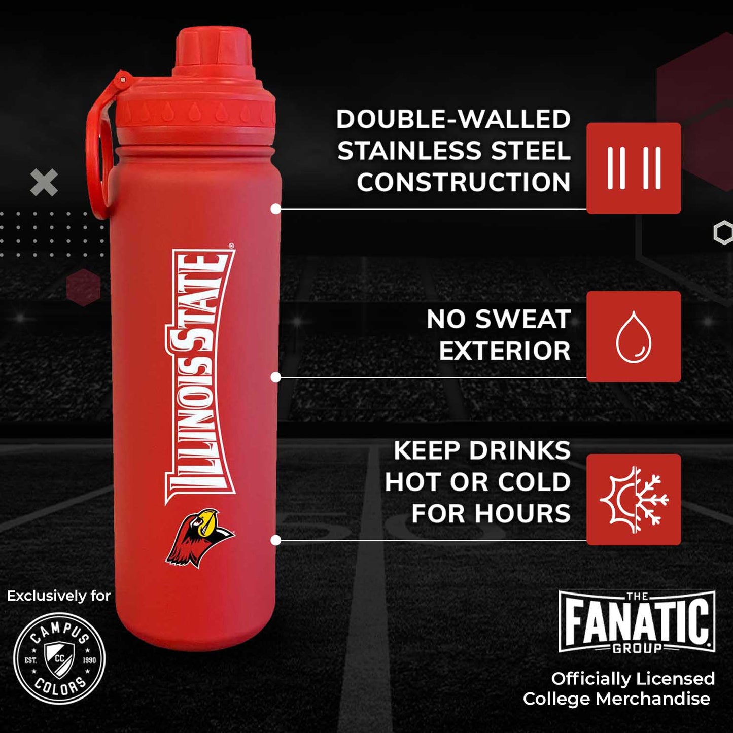 Illinois State Redbirds NCAA Stainless Steel Water Bottle - Red