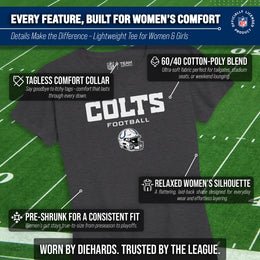 Indianapolis Colts Women's NFL Football Helmet Short Sleeve Tagless T-Shirt - Charcoal