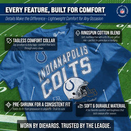 Indianapolis Colts NFL Adult Distressed Helmet Tag-Less T-Shirt - Royal Heather