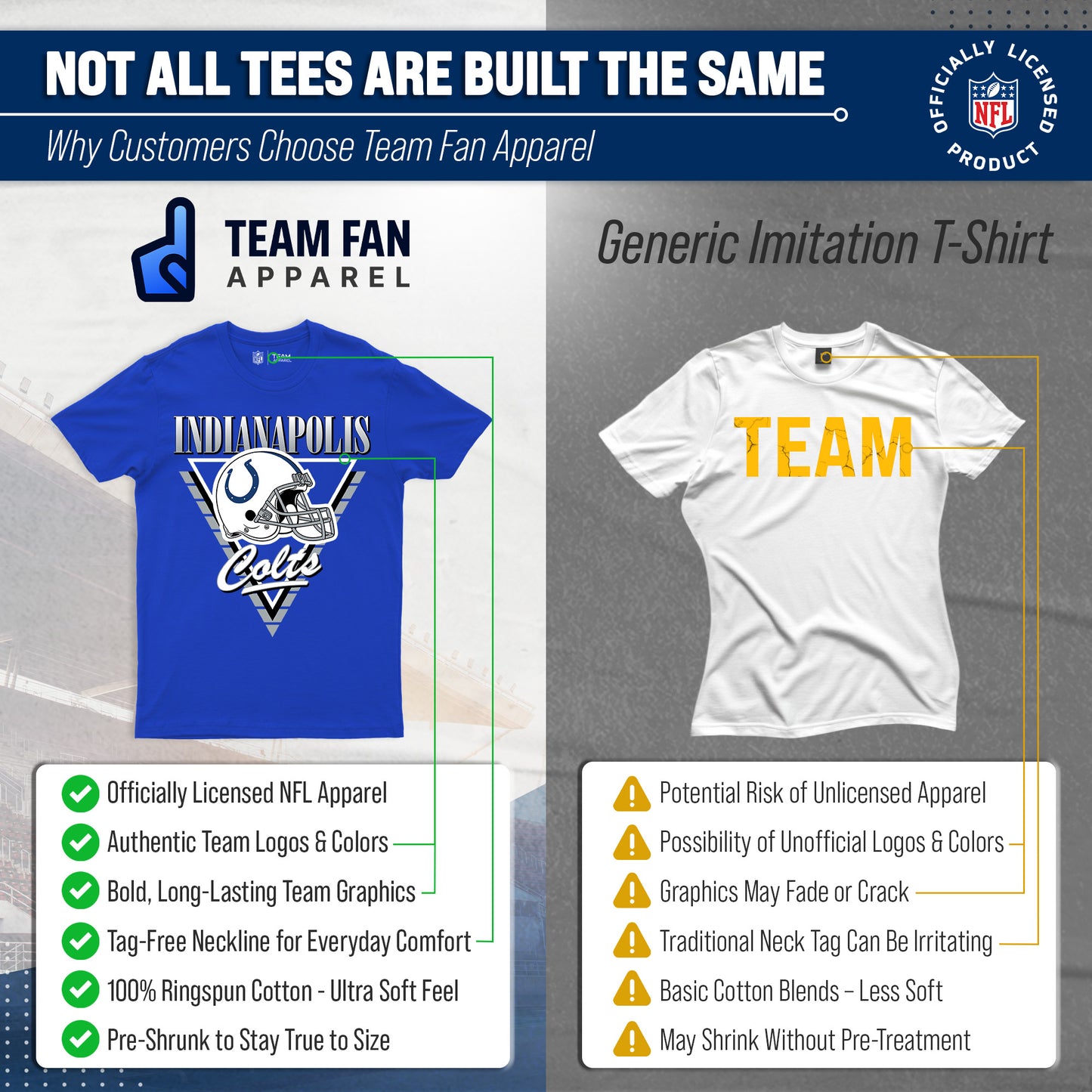 Indianapolis Colts NFL Adult Retro Triangle Unisex T-Shirt - Royal