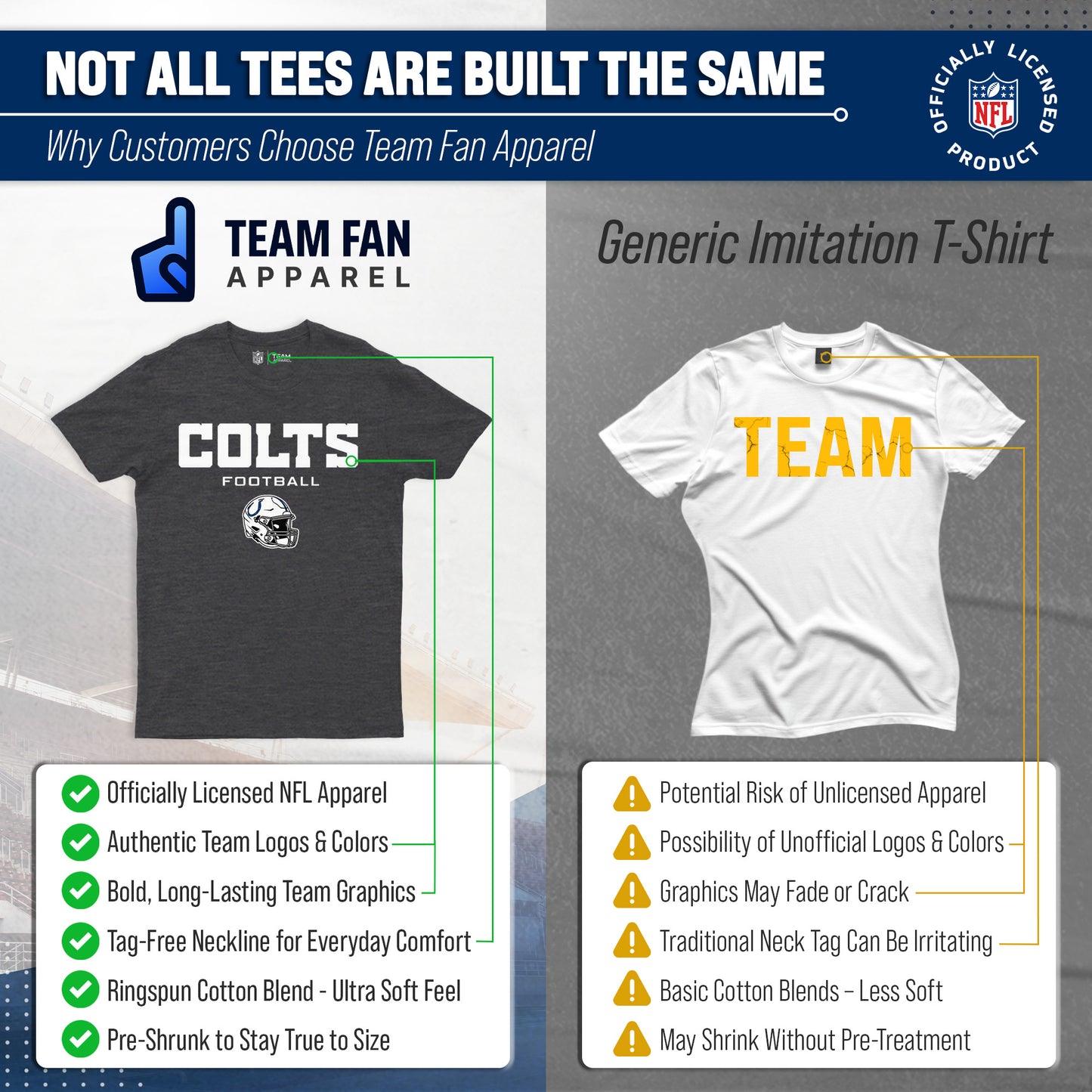 Indianapolis Colts NFL Adult Football Helmet Tagless T-Shirt - Charcoal