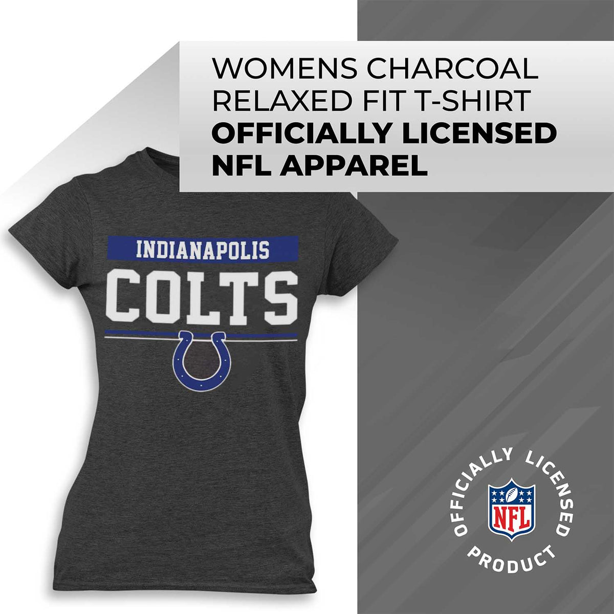 Indianapolis Colts  Women's Plus Size NFL Team Block Charcoal T-Shirt Tee - Charcoal