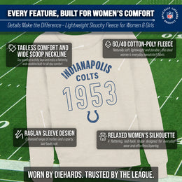 Indianapolis Colts NFL Womens Big Date French Terry Slouchy Top - Natural
