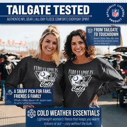 Indianapolis Colts NFL Womens Retro Triangle French Terry Slouchy Top- Raglan Sleeves - Heather Charcoal