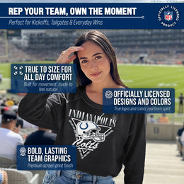 Indianapolis Colts NFL Womens Retro Triangle French Terry Slouchy Top- Raglan Sleeves - Heather Charcoal