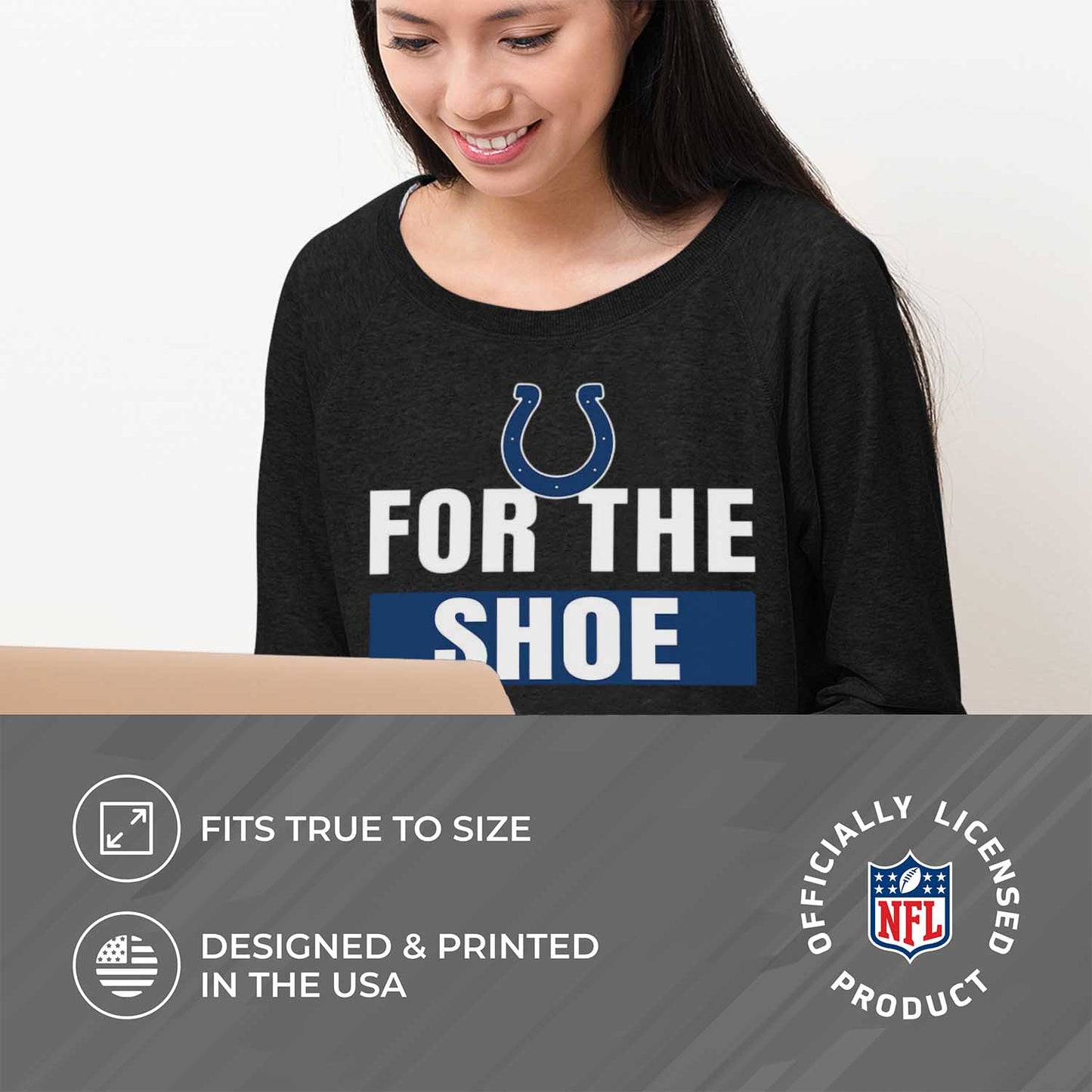 Indianapolis Colts NFL Womens Plus Size Team Slogan Crew Neck - Black