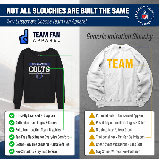 Indianapolis Colts NFL Womens Team Block French Terry Slouchy Top - Charcoal