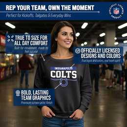 Indianapolis Colts NFL Womens Team Block French Terry Slouchy Top - Charcoal