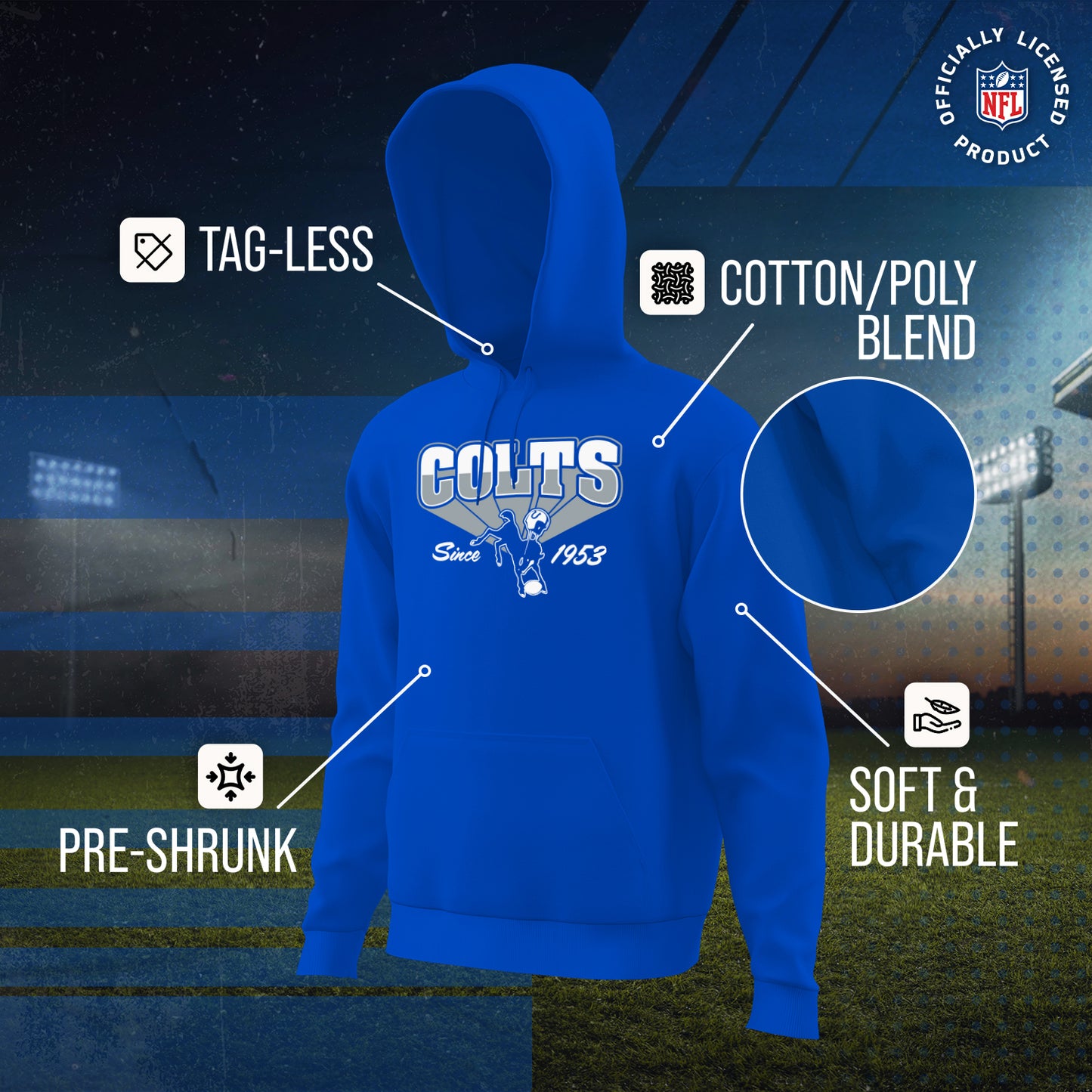 Indianapolis Colts Vintage Block Fleece Hoodie - Royal