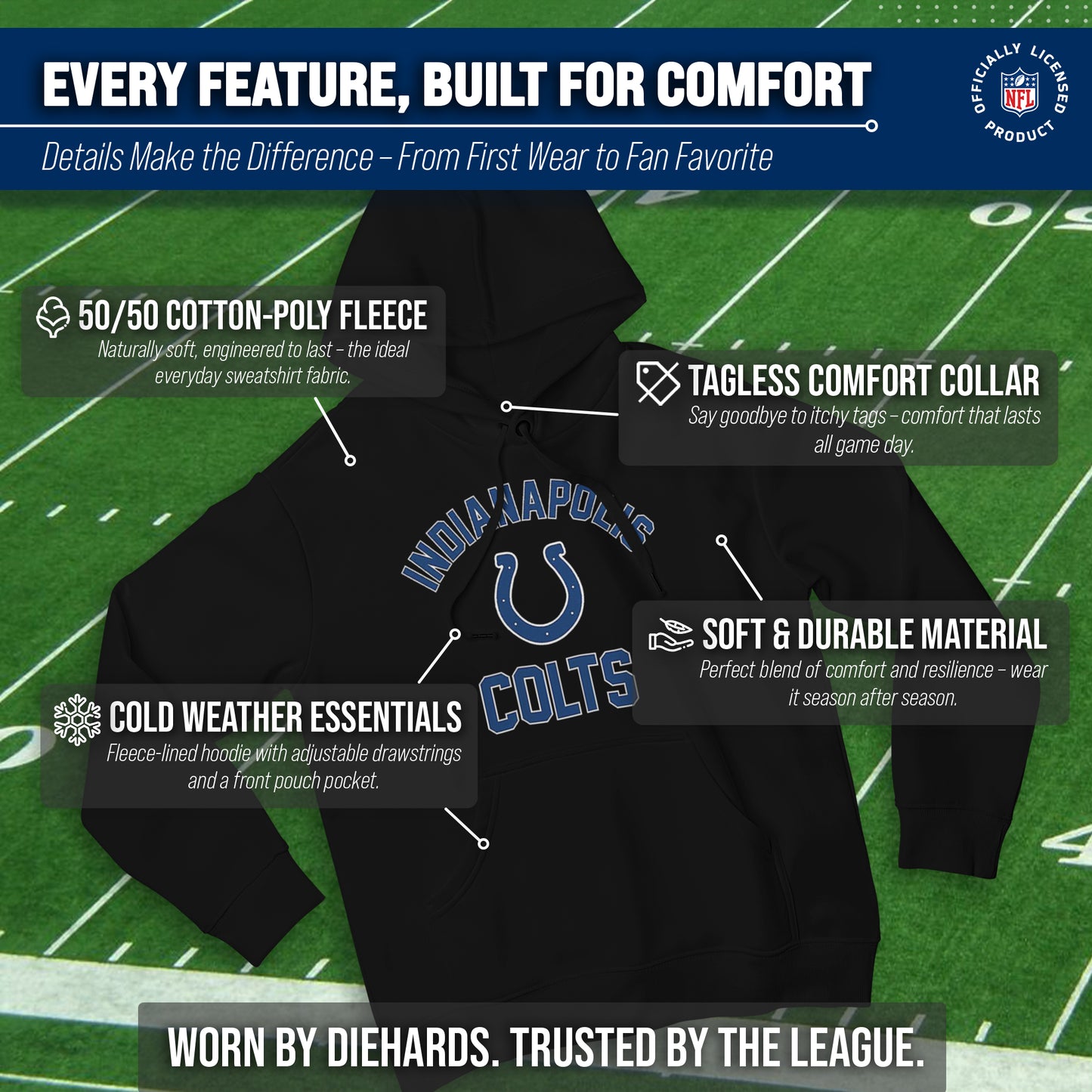 Indianapolis Colts Team Fan Apparel NFL  Gameday Hoodie - Black