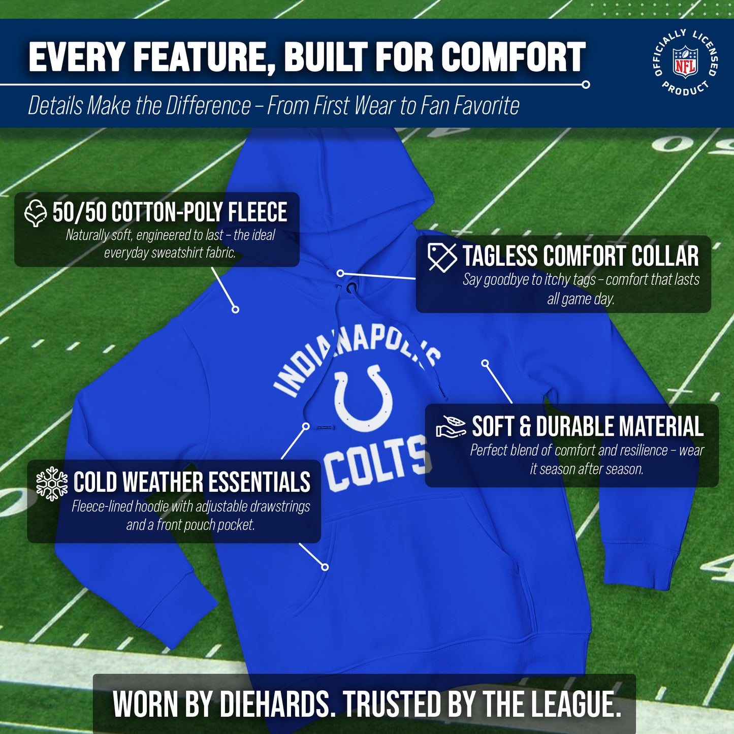 Indianapolis Colts Team Fan Apparel NFL  Gameday Hoodie - Royal