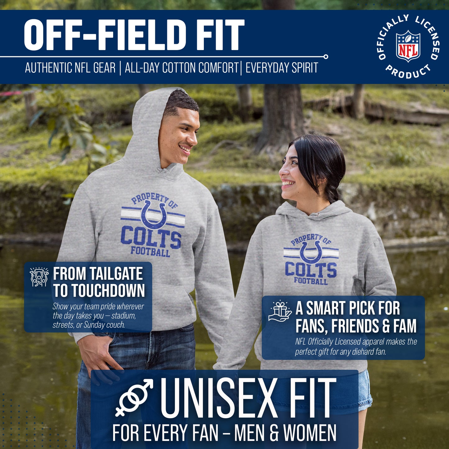 Indianapolis Colts NFL Adult Property Of Hooded Sweatshirt - Sport Gray