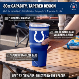Indianapolis Colts  30 oz Stripe Powder Coat Tumbler | NFL Stainless - Royal