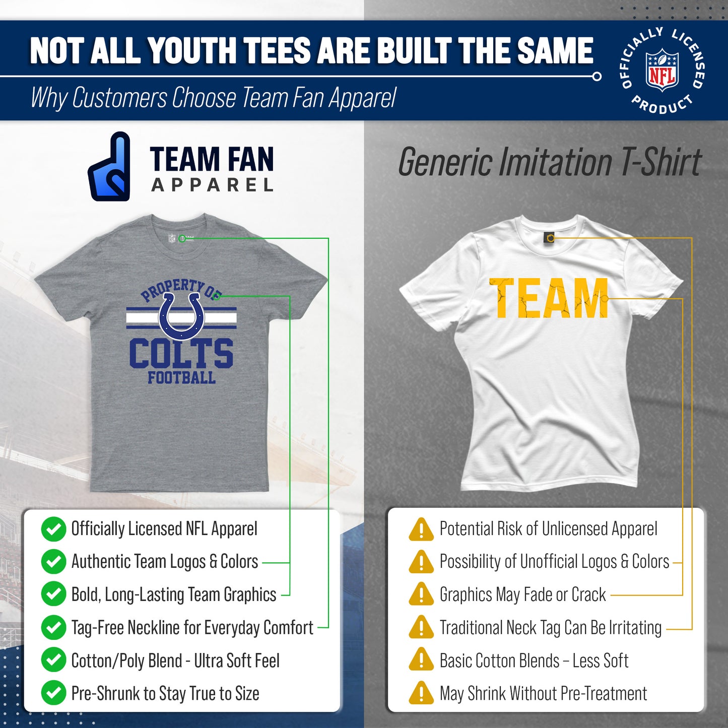 Indianapolis Colts NFL Youth Property Of Short Sleeve Lightweight T Shirt - Sport Gray