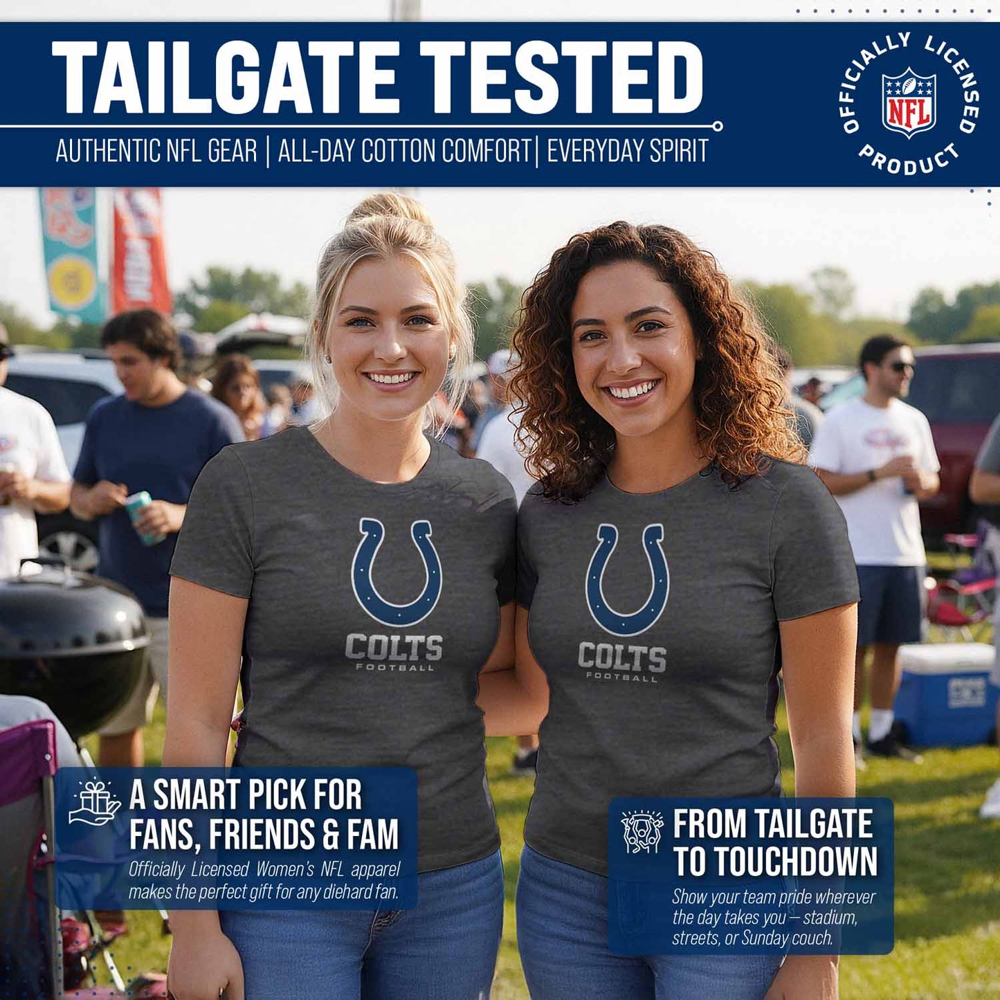 Indianapolis Colts Women's NFL Ultimate Fan Logo Short Sleeve T-Shirt - Charcoal