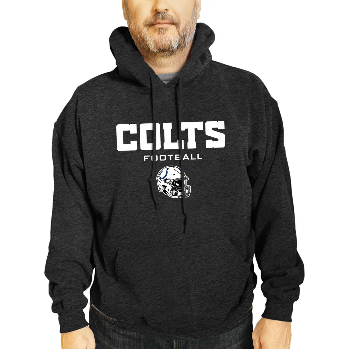 Indianapolis Colts Adult NFL Football Helmet Heather Hooded Sweatshirt  - Charcoal