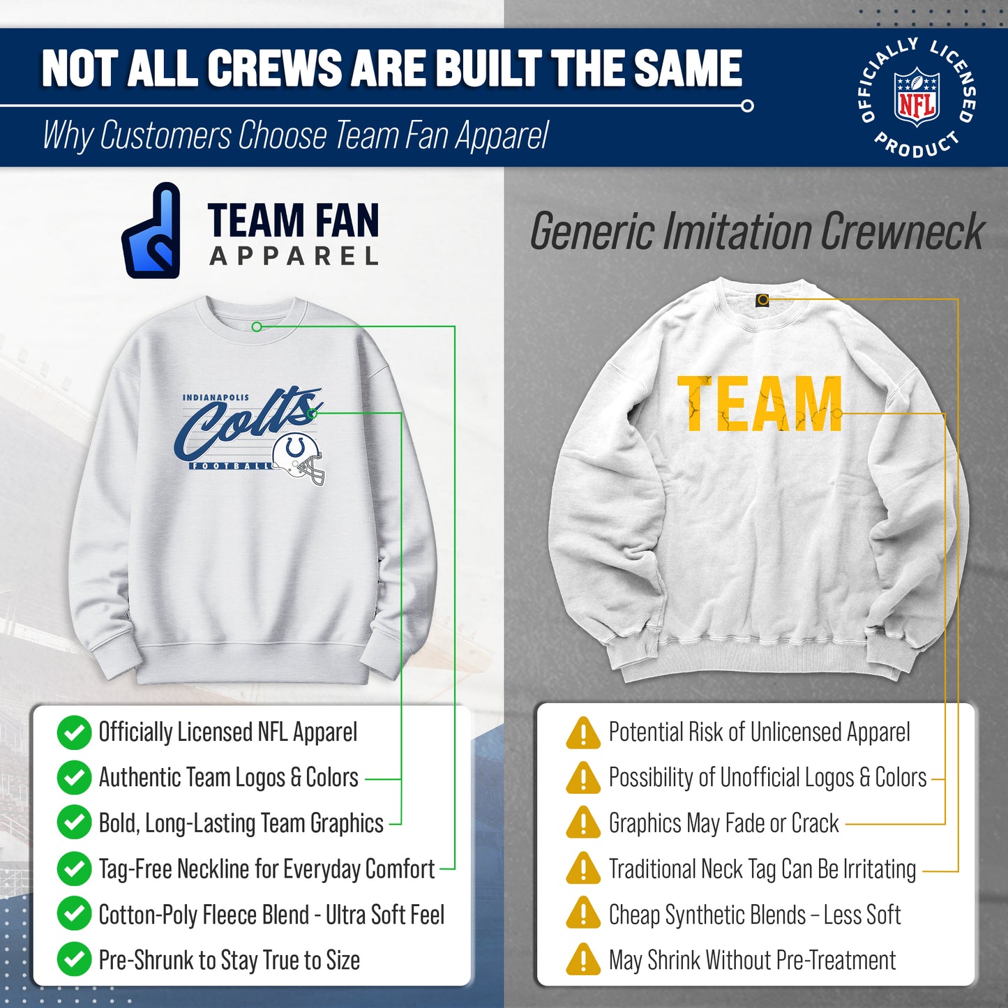 Indianapolis Colts Womens NFL Scrimmage Line Crewneck Pullover - Gray Heather