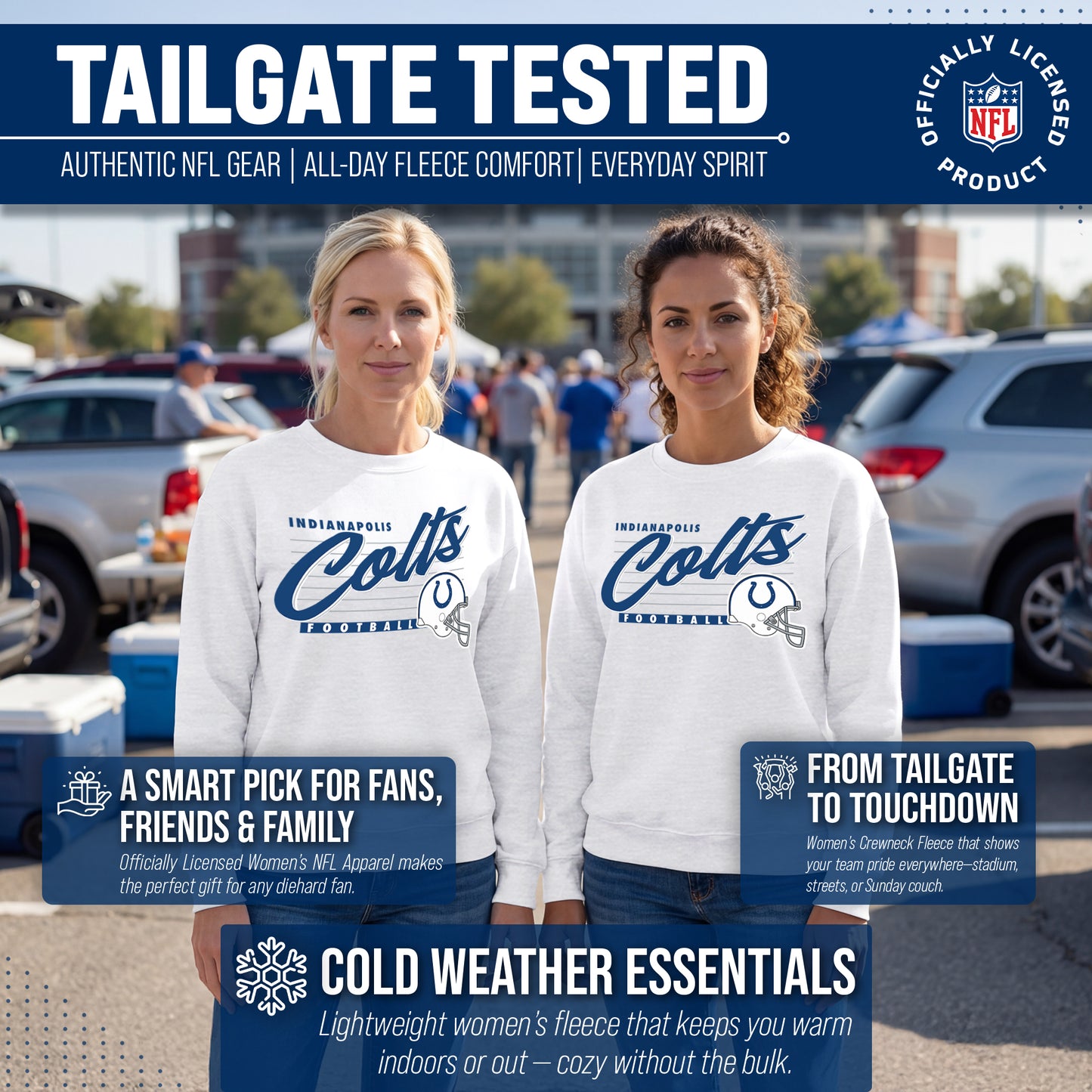 Indianapolis Colts Womens NFL Scrimmage Line Crewneck Pullover - Gray Heather