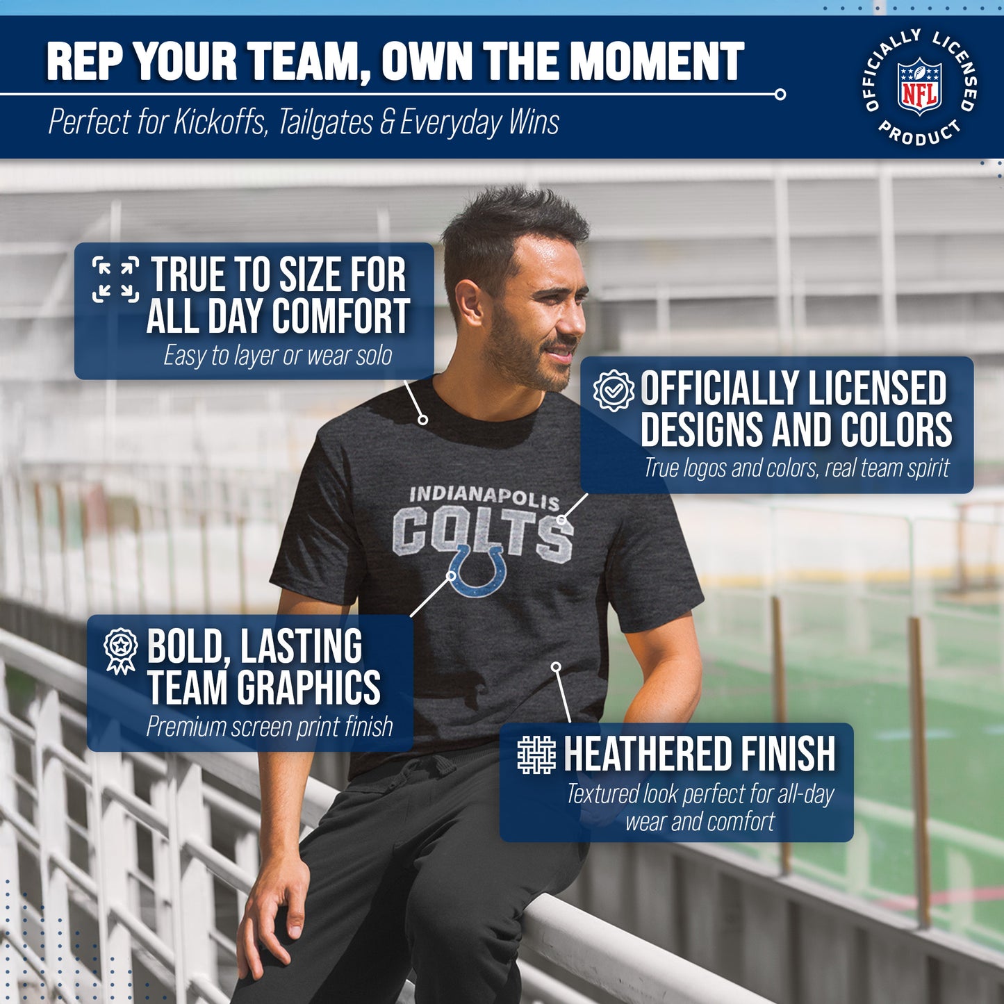 Indianapolis Colts NFL Starting Fresh Short Sleeve Heather T-Shirt - Black