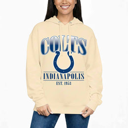 Indianapolis Colts Team Fan Apparel NFL Women's  Starstruck Fleece Pullover Hoodie - Cream