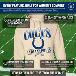 Indianapolis Colts Team Fan Apparel NFL Women's  Starstruck Fleece Pullover Hoodie - Cream