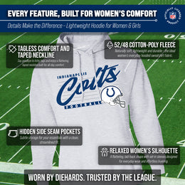 Indianapolis Colts Ladies NFL Scrimmage Line Fleece Pullover Hooded Sweatshirt - Gray Heather