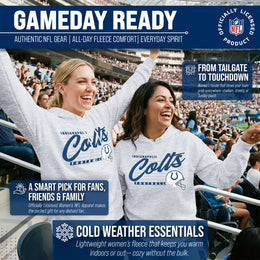 Indianapolis Colts Ladies NFL Scrimmage Line Fleece Pullover Hooded Sweatshirt - Gray Heather