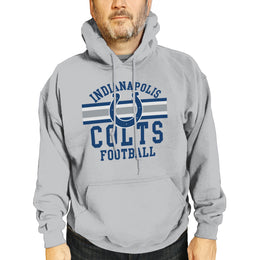 Indianapolis Colts NFL Team Stripe Hooded Sweatshirt- Soft Pullover Sports Hoodie For Men & Women - Sport Gray