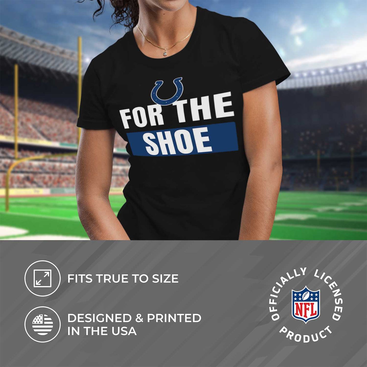 Indianapolis Colts NFL Womens Plus Size Team Slogan Short Sleeve T-Shirt - Black
