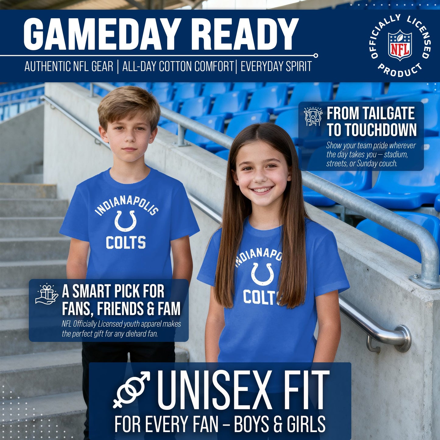 Indianapolis Colts NFL Youth Gameday Football T-Shirt - Royal