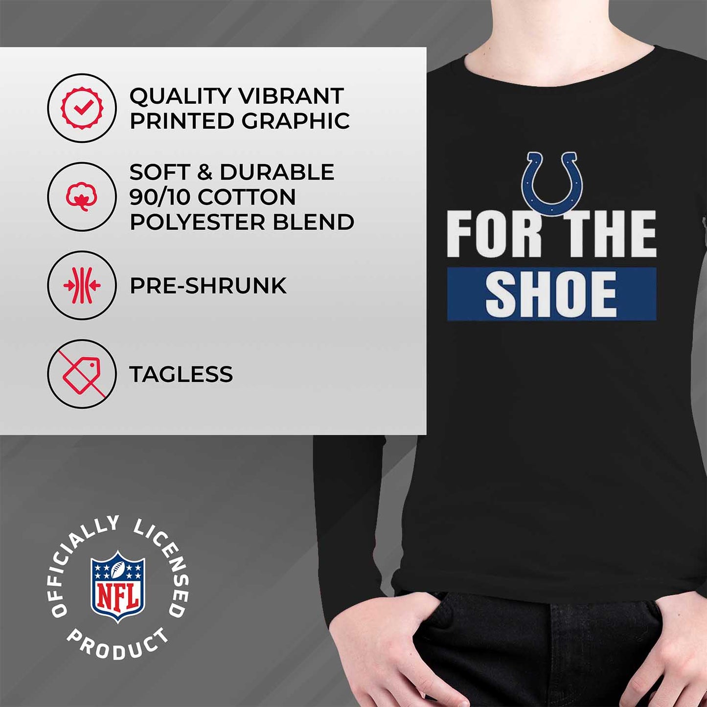 Indianapolis Colts NFL Youth Team Slogan crewneck Sweatshirt - Black