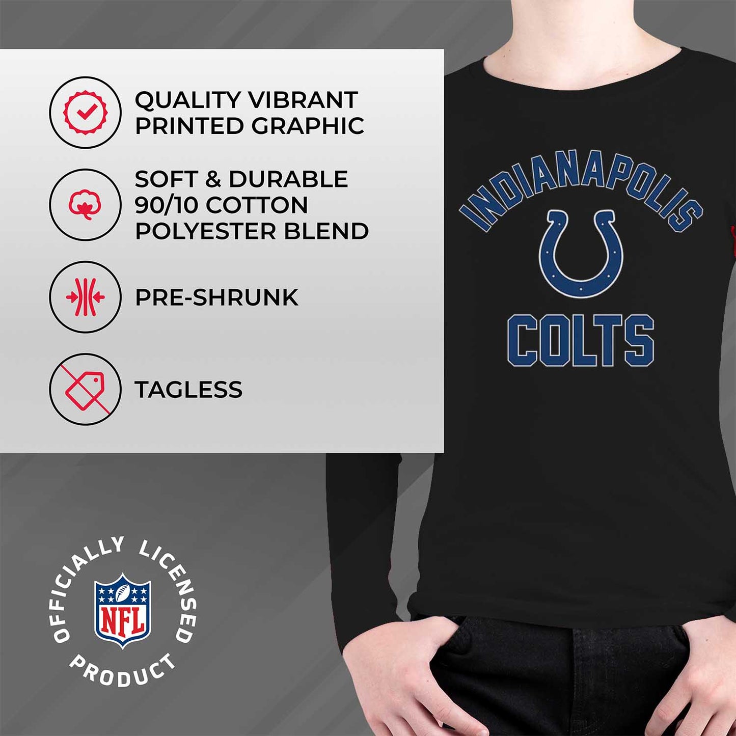 Indianapolis Colts NFL Youth Gameday Crewneck Sweatshirt - Black