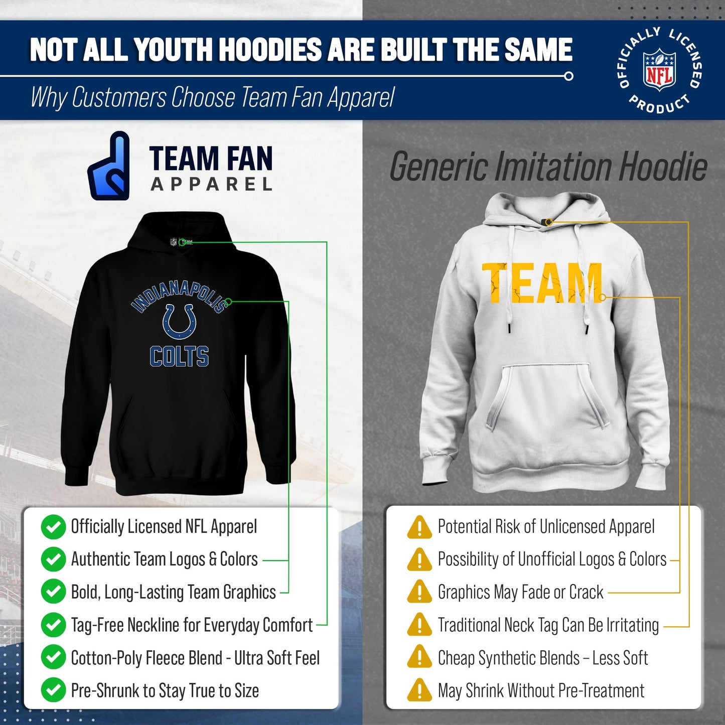 Indianapolis Colts NFL Youth Gameday Hooded Sweatshirt - Black