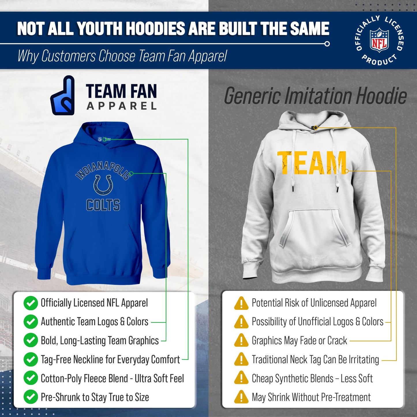 Indianapolis Colts NFL Youth Gameday Hooded Sweatshirt - Royal