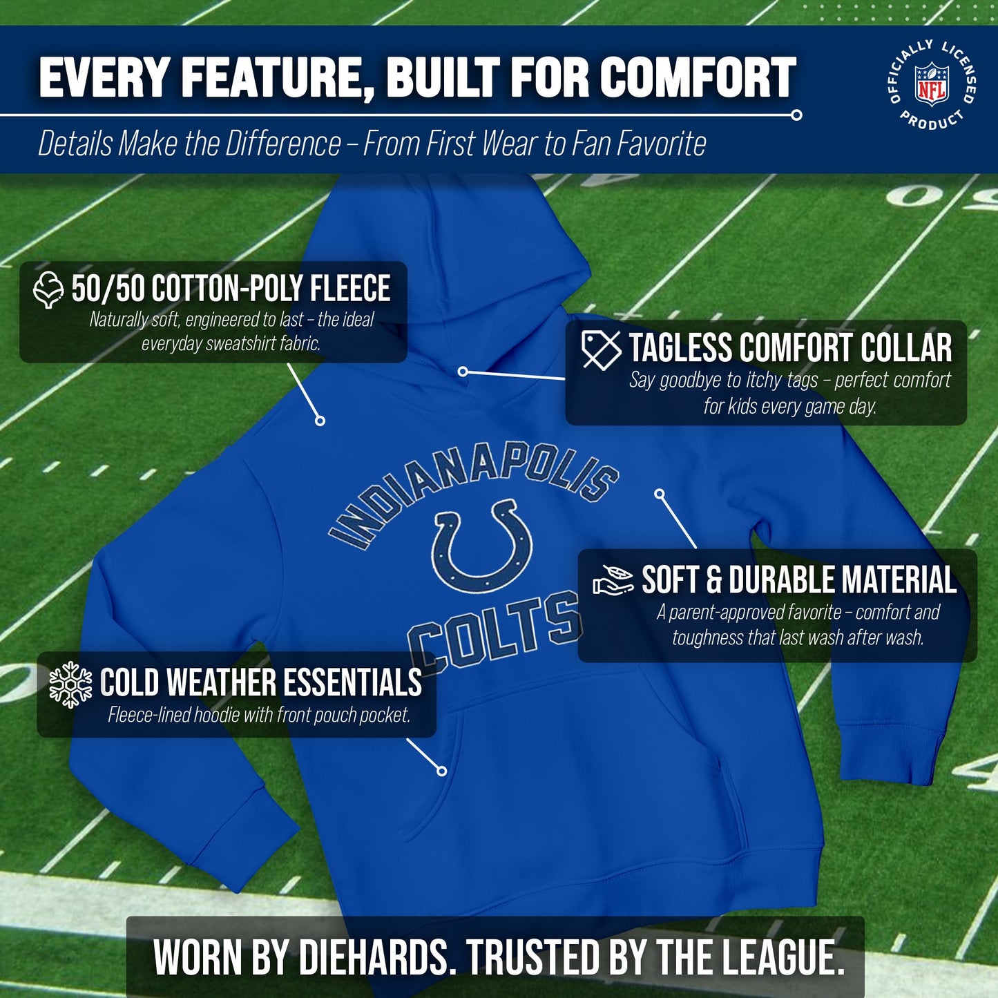 Indianapolis Colts NFL Youth Gameday Hooded Sweatshirt - Royal