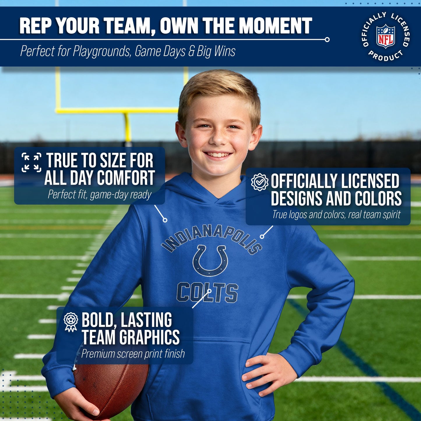 Indianapolis Colts NFL Youth Gameday Hooded Sweatshirt - Royal