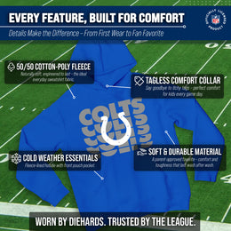 Indianapolis Colts NFL Youth Repeating Logo Football Fleece Hooded Sweatshirt - Royal