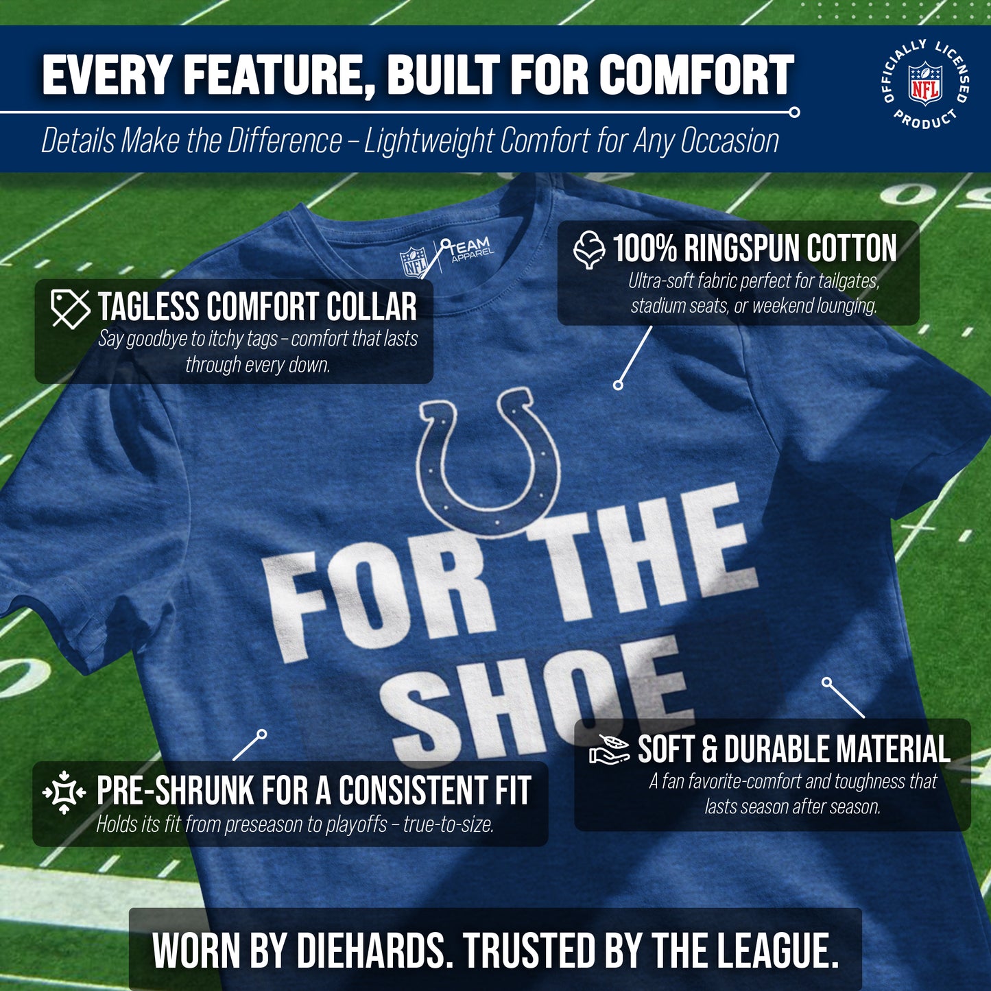 Indianapolis Colts NFL Adult Team Slogan Unisex T-Shirt - Royal