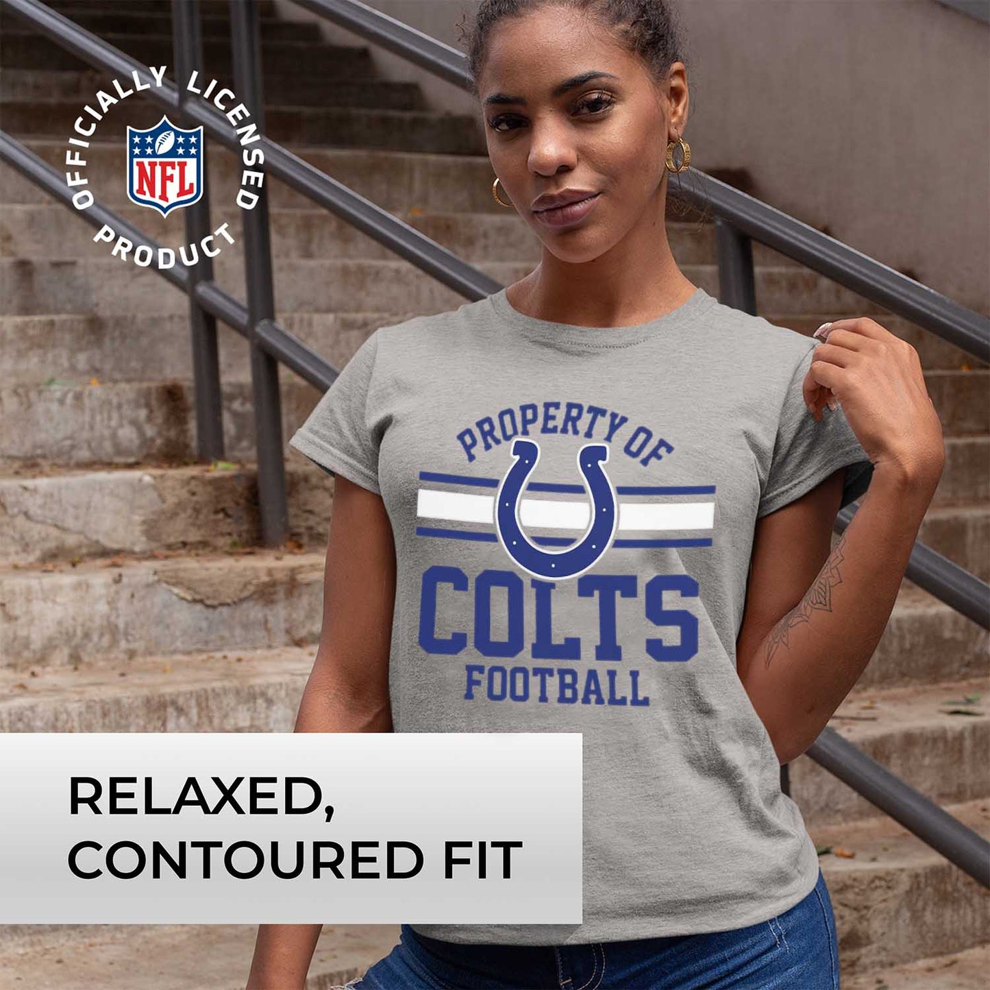 Indianapolis Colts NFL Women's Property Of Lightweight Plus Size T-Shirt - Sport Gray
