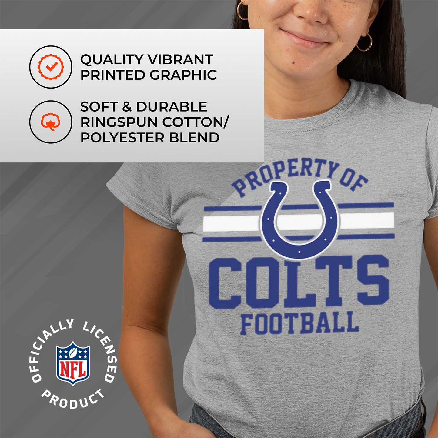 Indianapolis Colts NFL Women's Property Of Lightweight Plus Size T-Shirt - Sport Gray