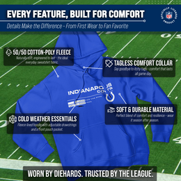 Indianapolis Colts Adult NFL Speed Stat Sheet Fleece Hooded Sweatshirt - Royal
